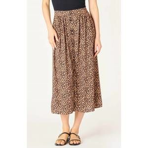 NEW DEX CLOTHING button front midi skirt in leopard print